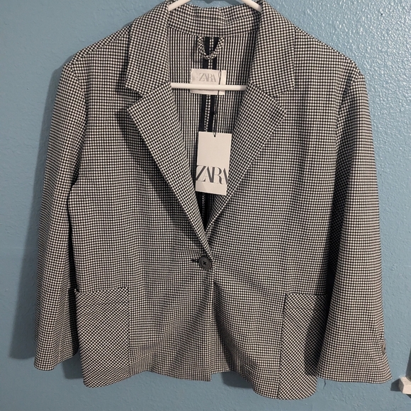 Zara Black and White Houndstooth Blazer - Picture 4 of 4